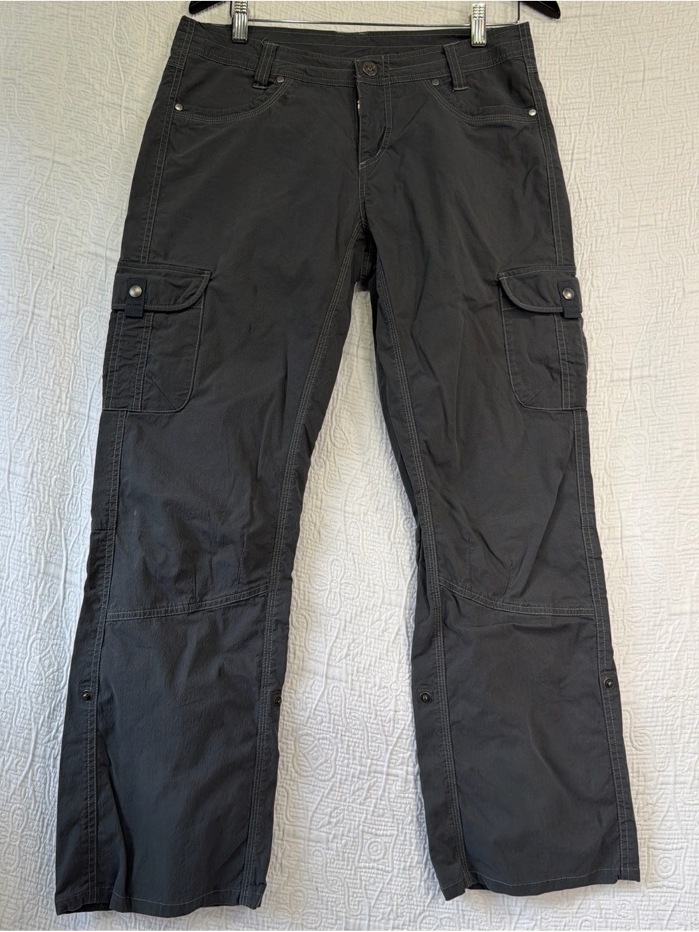 Kuhl Womens Cargo Splash Pants Size 10 Cotton Hiking Sporty Grey Work STAINED
